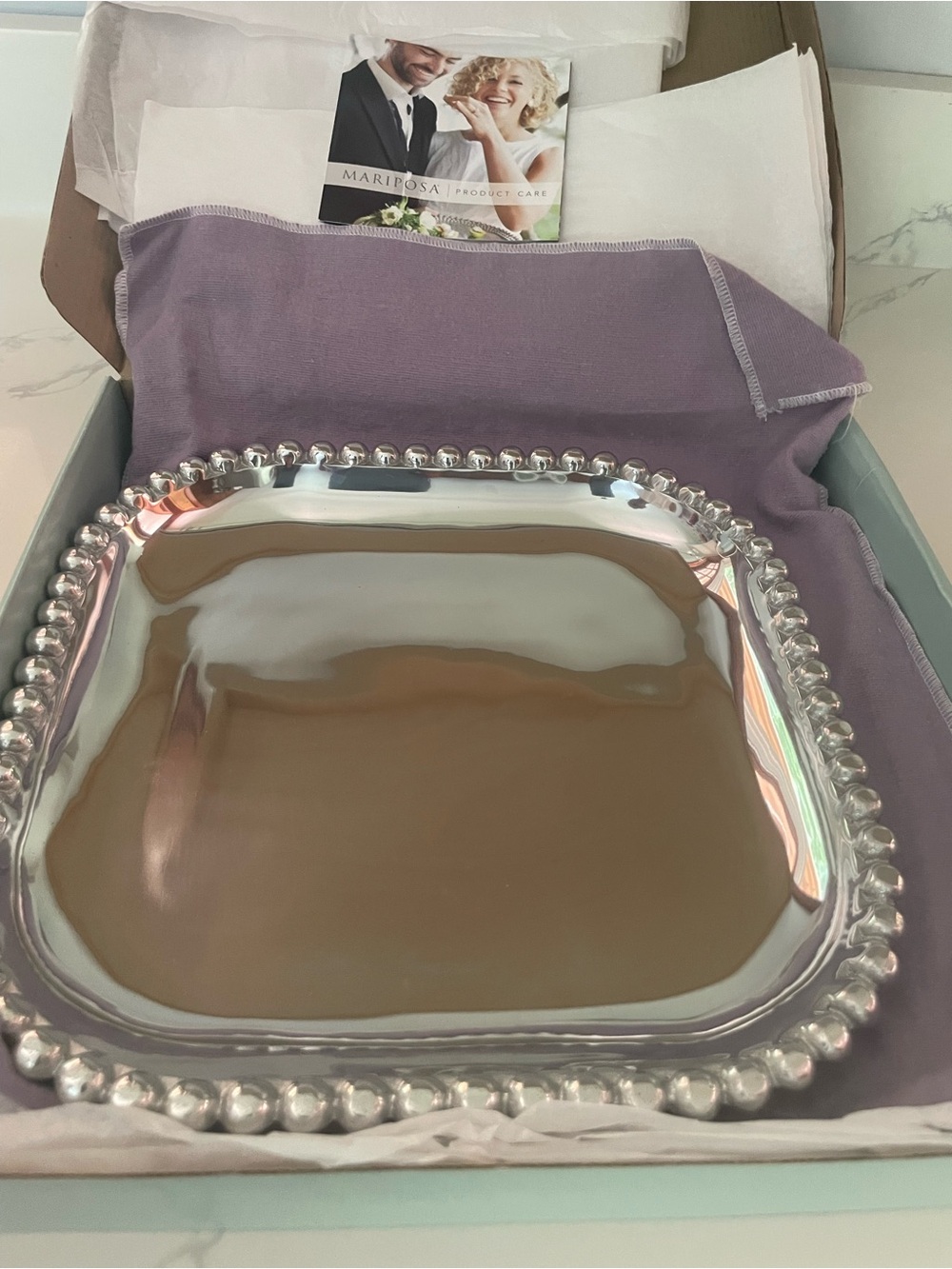 Mariposa Pearled Square Platter